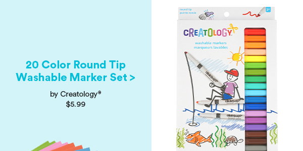 20 Color Round Tip Washable Marker Set > by Creatology $5.99