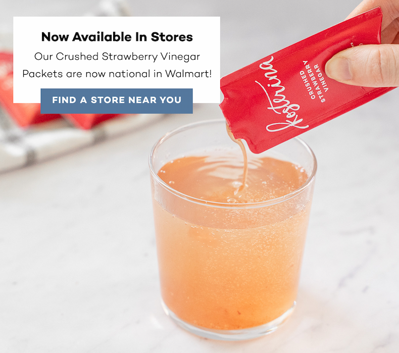 Now Available In Stores. Our Crushed Strawberry Vinegar Packets are now national in Walmart!