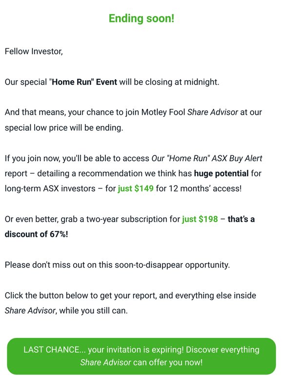 A final heads up