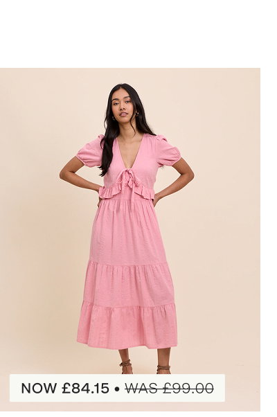 Light Pink Tiered Katie Midi Dress