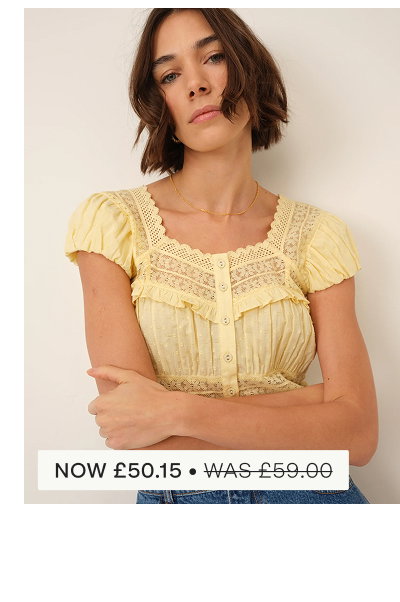 Yellow Lace Short Sleeve Top