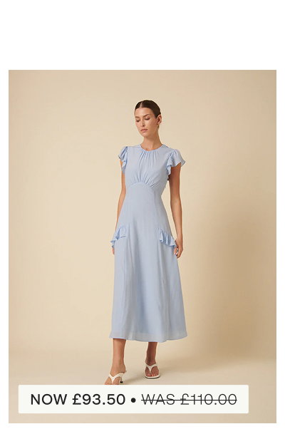 Pale Blue Ruffle Seren Midi Dress