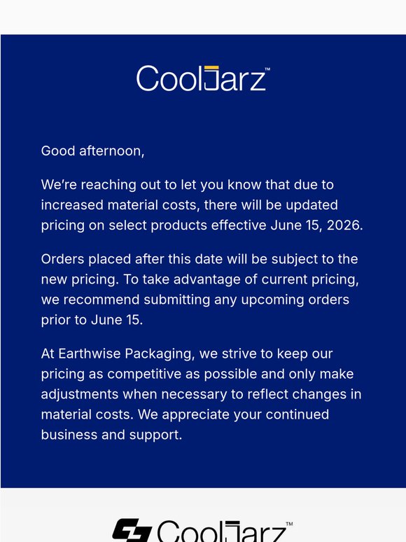 Upcoming Pricing Update