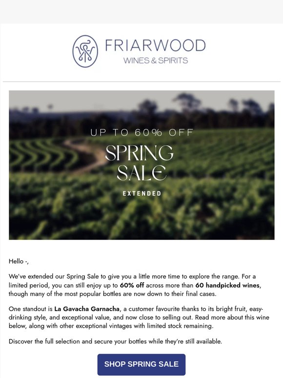 Our Spring Sale Has Been Extended