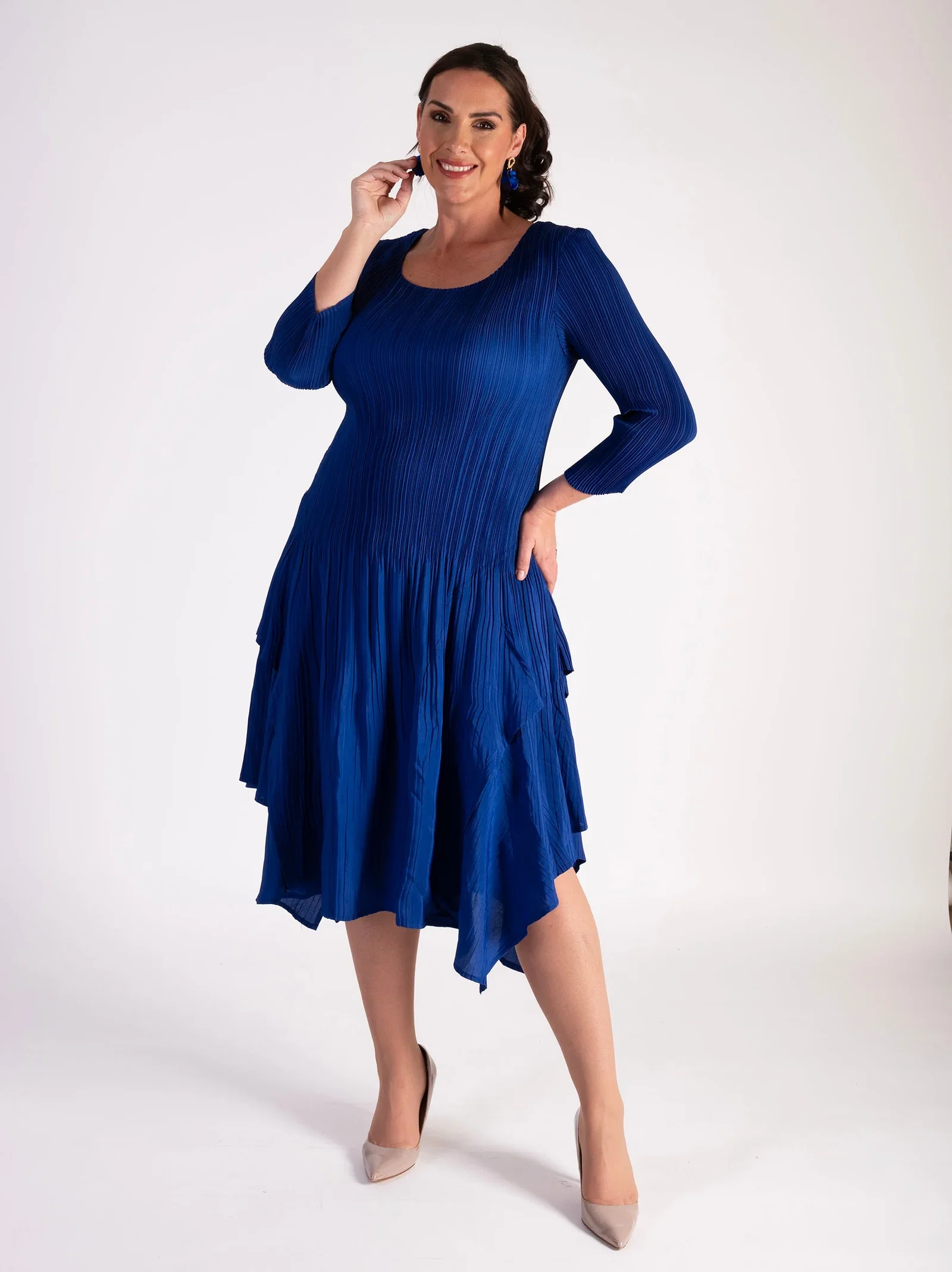 Image of Cobalt Crush Pleat Layered Dress