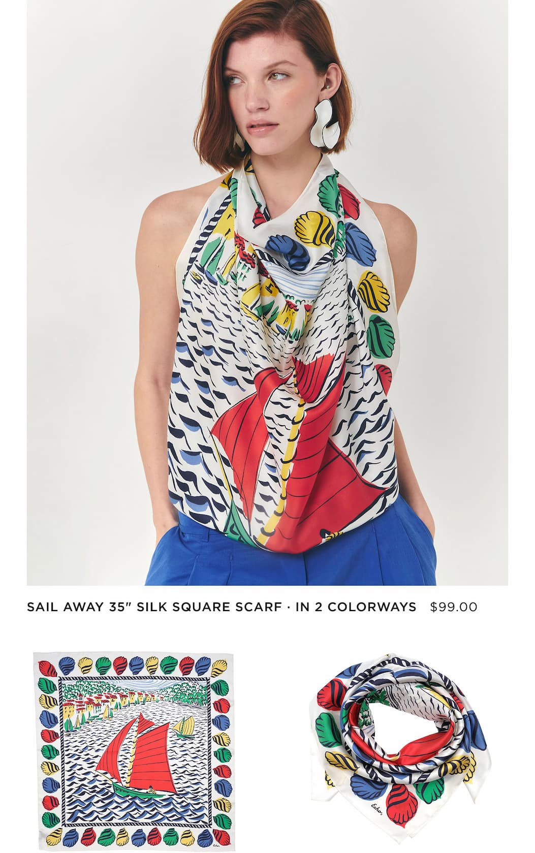 Sail Away 35" Silk Square Scarf