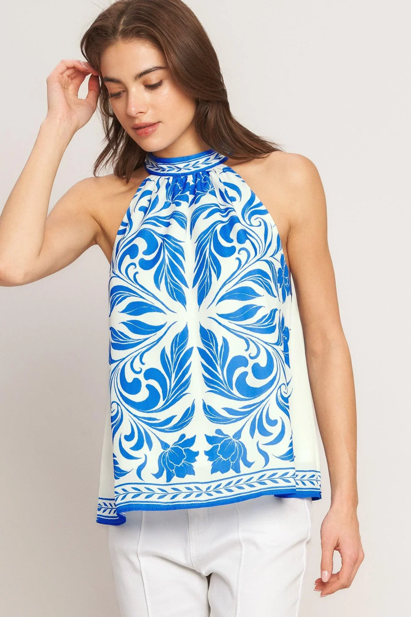 Image of Coastal Charm Halter Woven Top