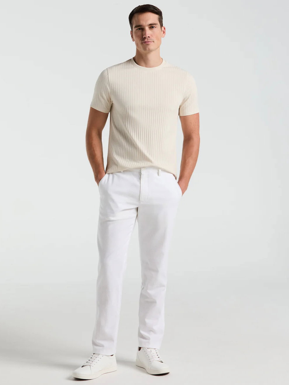 Slim Fit Flat Front Linen Blend Chino Pant