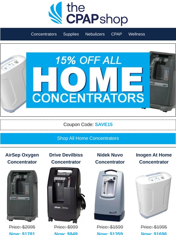 🚨 15% Off ALL Home Oxygen Concentrators + Accessories! 🚨