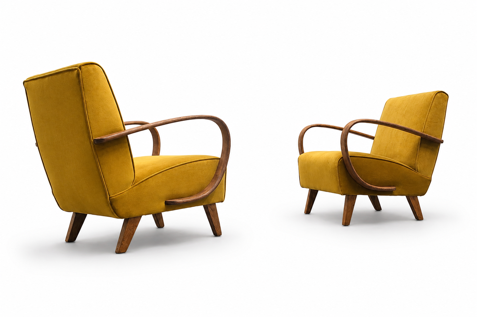 1930 Jindrich Halabala Bentwood Armchair In Goldenrod Velvet