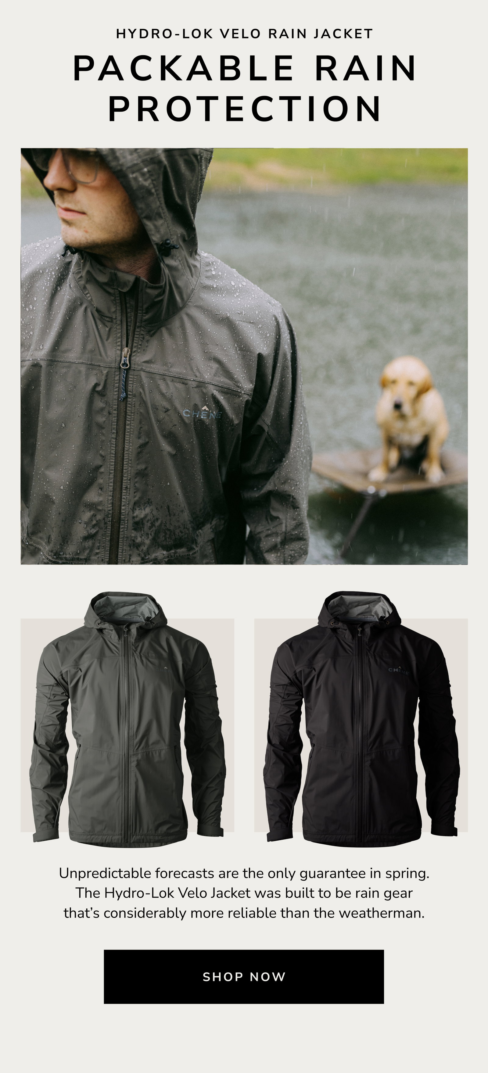 Hydro-Lok Velo Rain Jacket | Packable Rain Protection