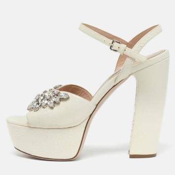 Cream Python Leather Crystal E