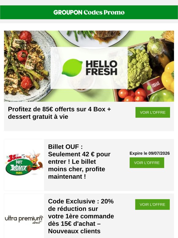 3 exclusifs en juin - dont 85 € chez HelloFresh