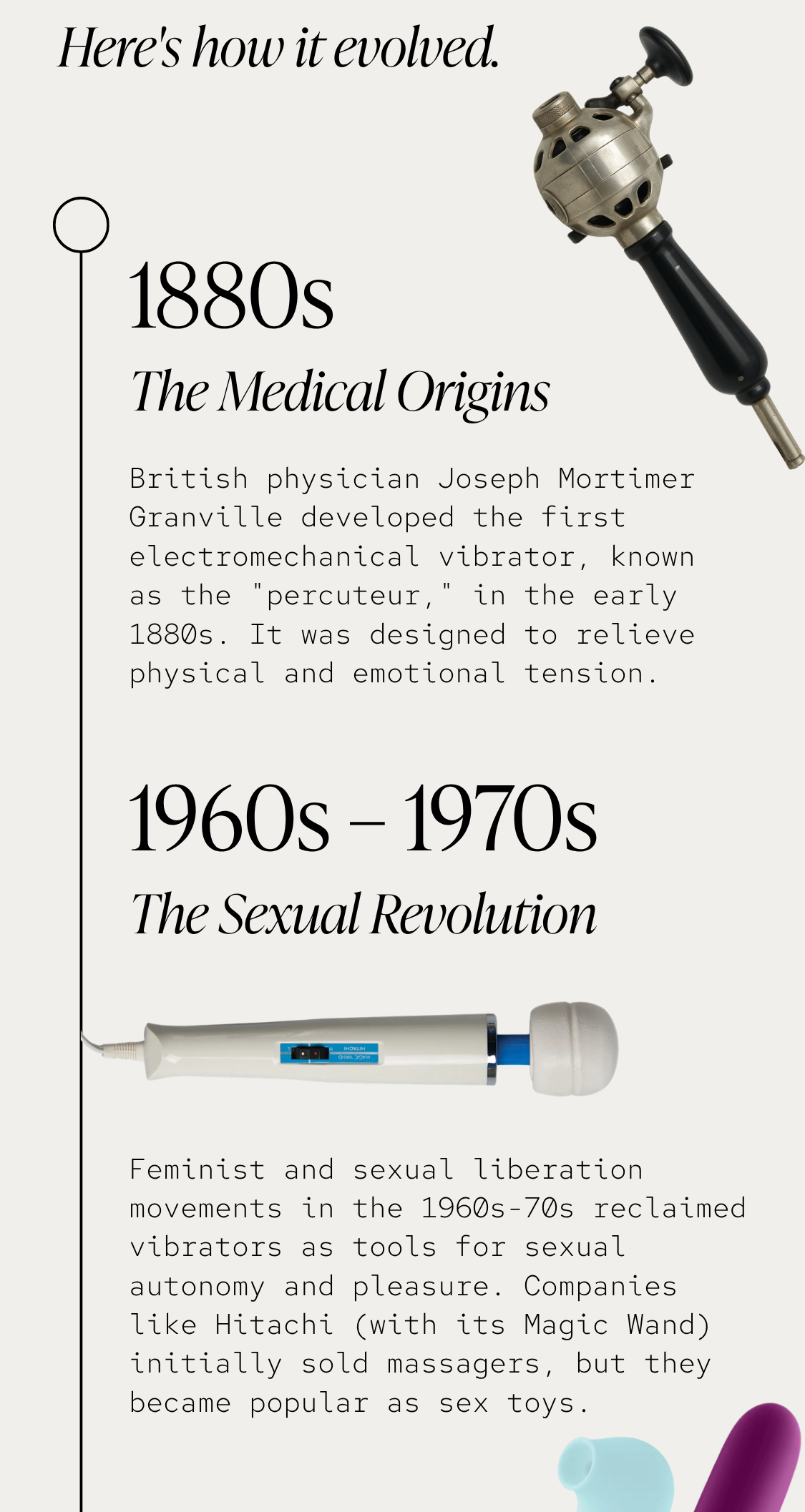 In the 1800s, the personal massager was a medical device. In the 1960s, it became a symbol of sexual liberation. In 2020, Tabu brought it back to its roots — as an intimacy tool for shared and solo pleasure.