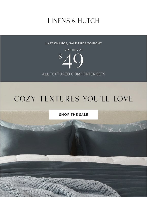 🚨 Final Hours: Starting at $49 Textured Comforter Sets