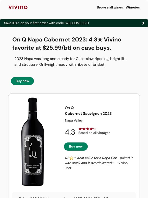 4.3⭐️ Community-approved Napa Cab