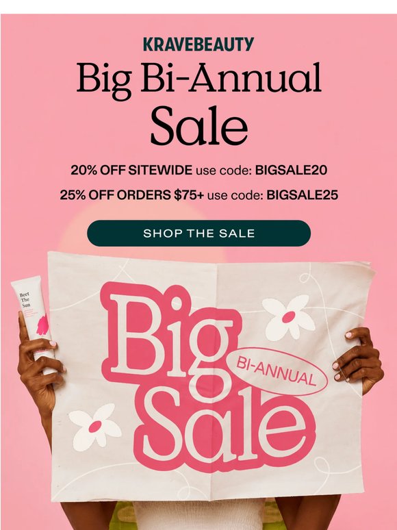 It's here — up to 25% off sitewide 💚