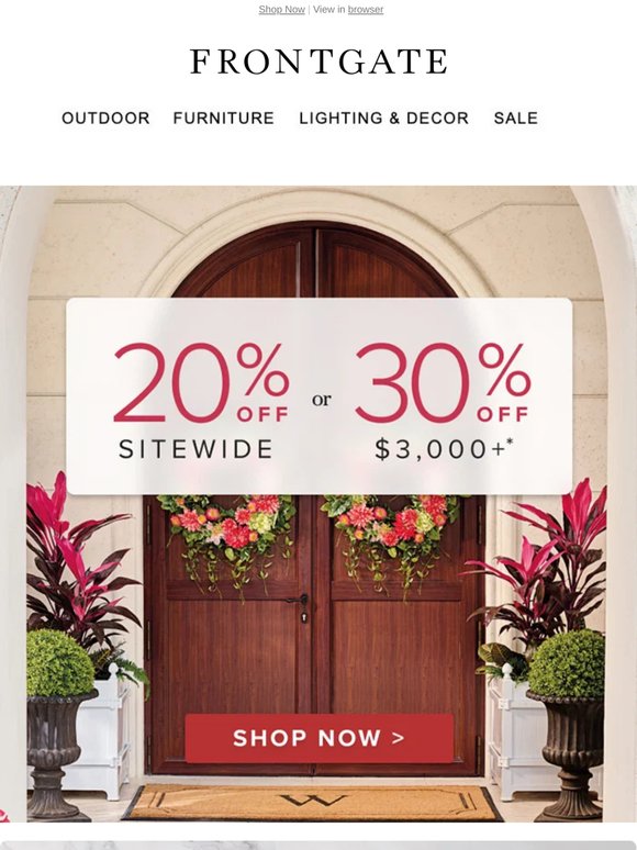 Starts Now! 20% off sitewide or 30% off $3,000+