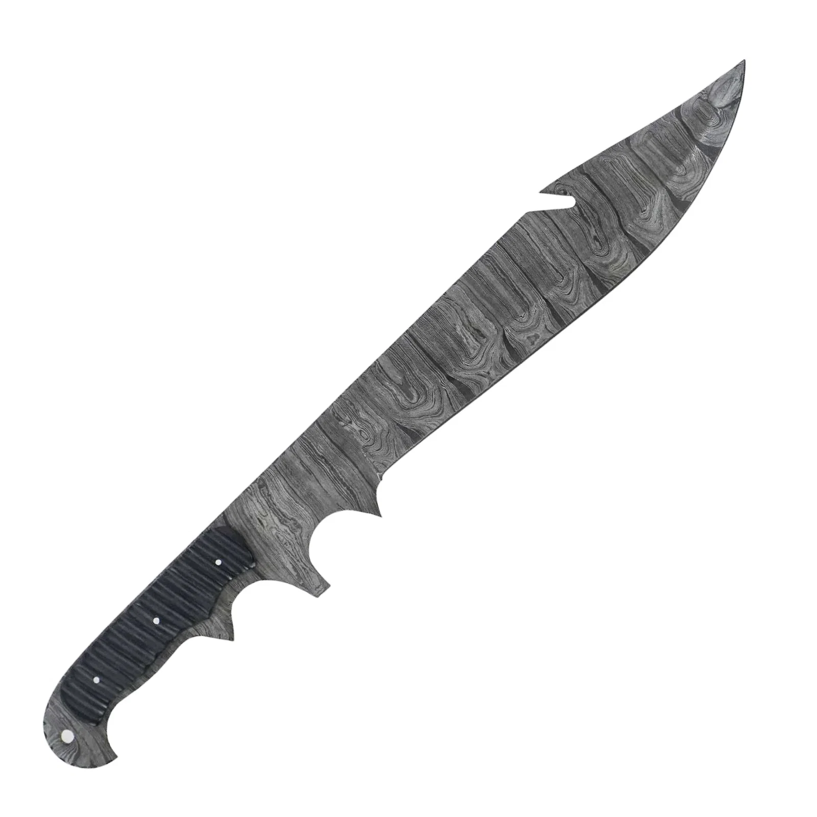 Image of Gut Hook Bowie Knife- High Carbon Damascus Steel Blade- 21.5"