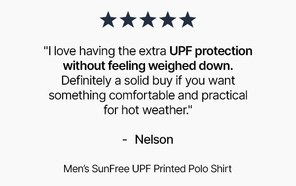 "UPF protection without feeling weighed down" customer review
