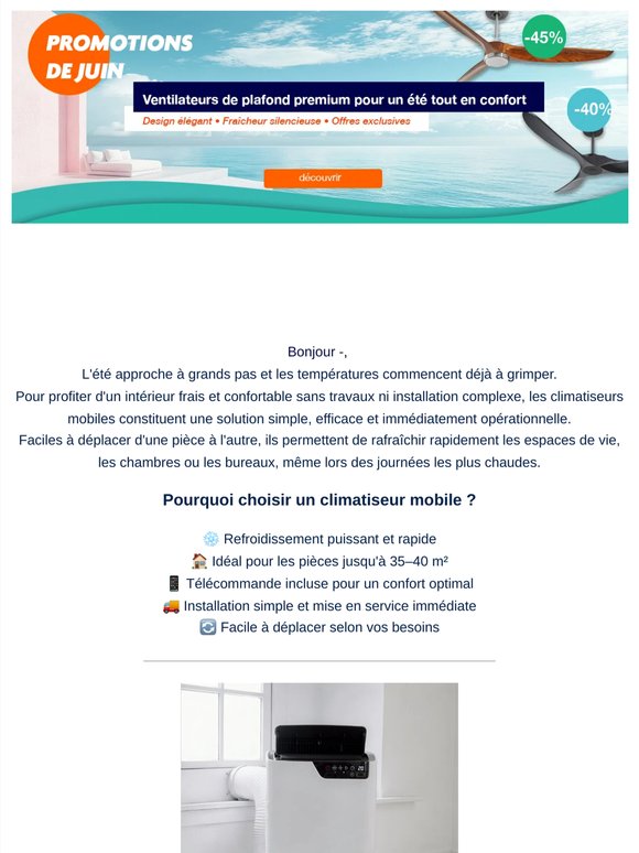 ❄️ Votre allié contre la chaleur : climatiseurs mobiles haute performance