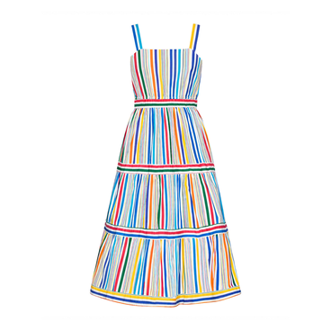 Yumi Multicolour Stripe Cotton Midi Sun Dress