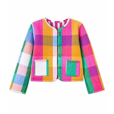 Multicolour Cropped Quilted Jacket