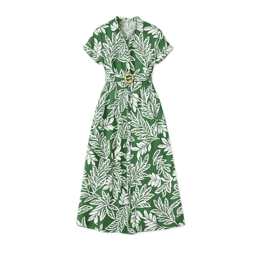 Green Leaf Relaxed Shirt Dress