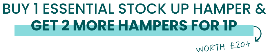 Buy 1 Essential Stock Up Hamper, Get 2 Hampers For 1p