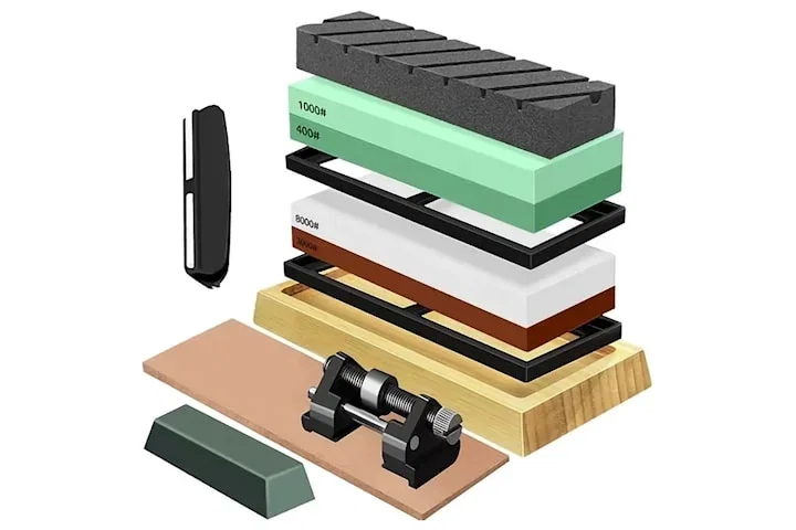 Slipestein kit for knivsliping med flere kornstørrelser