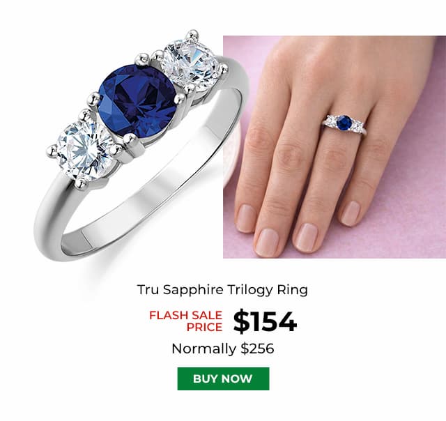 Tru Sapphire Trilogy Ring Platinum Clad