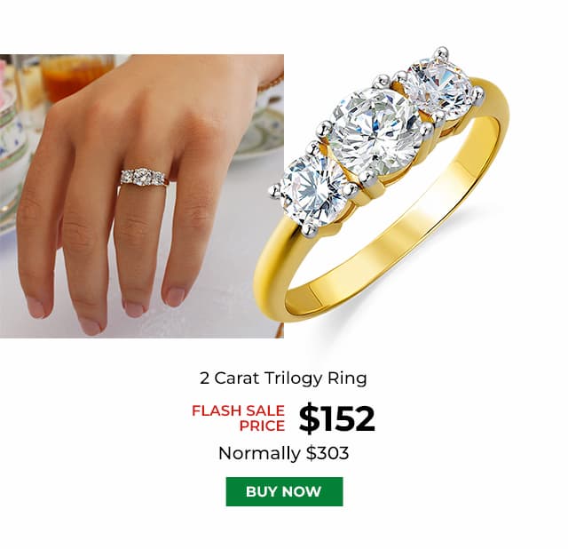 2 Carat Trilogy Ring Gold Clad