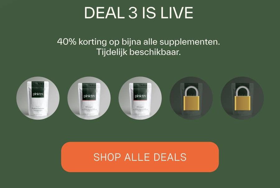 deal 3 is live. 40% korting op bijna alle supplementen