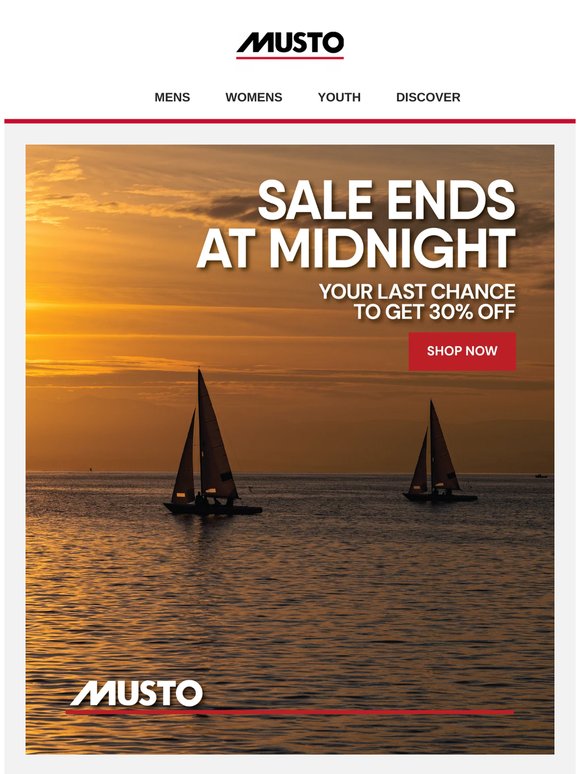 Sale ends at midnight!