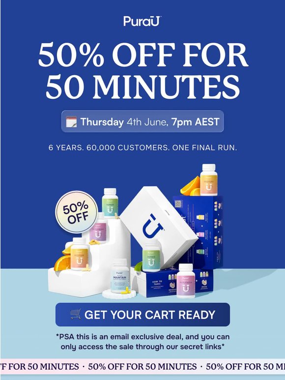 GET READY FOR 50% OFF ⏰
