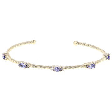 Tanzanite 18k Yellow Gold Over Sterling Silver Cuff Bracelet 1.10ctw