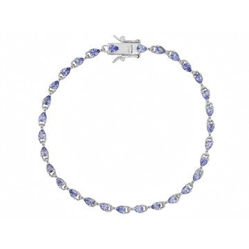 Blue Tanzanite Rhodium Over Sterling Silver Tennis Bracelet 2.77ctw