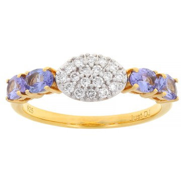 Tanzanite 18k Yellow Gold Over Silver Band Ring 0.72ctw