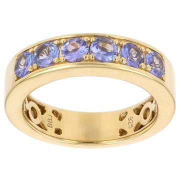 Round Tanzanite 18k Yellow Gold Over Sterling Silver Band Ring 1.53ctw