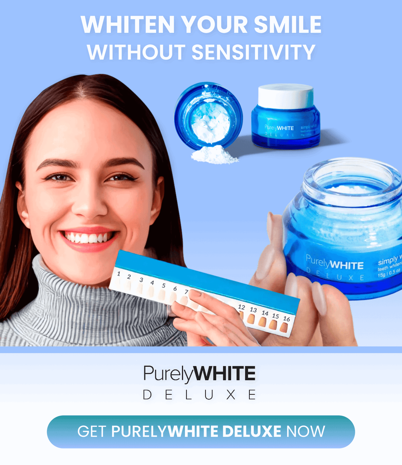 Purely White Deluxe	Teeth Whitening Powder/Refresh your breath & whiten your smile without peroxide