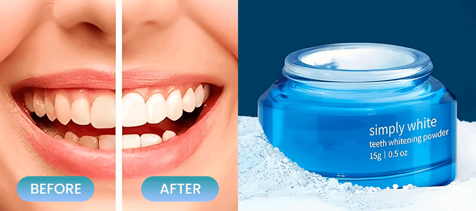 Purely White Deluxe	Teeth Whitening Powder/Refresh your breath & whiten your smile without peroxide