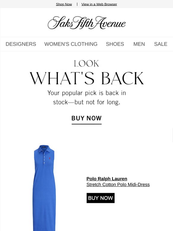 Your Polo Ralph Lauren item & more came back - shop while you can