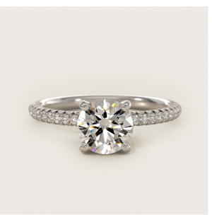 Riviera pave diamond engagement ring in 14k white gold