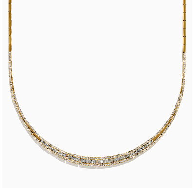 14K Yellow Gold Diamond Graduating Collar Necklace