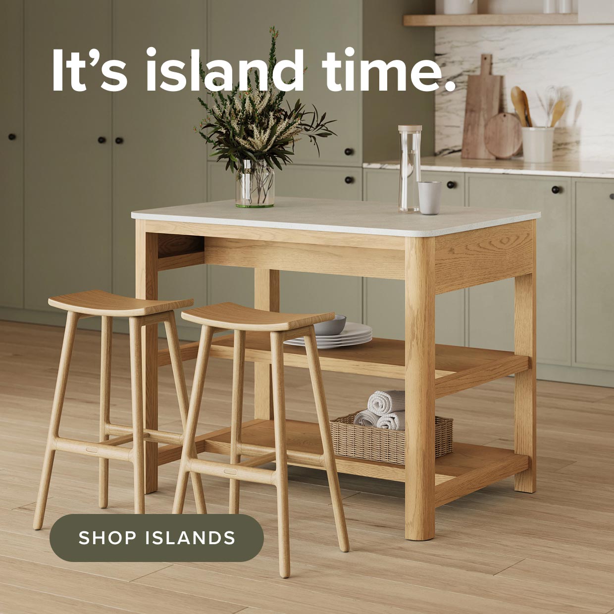 It's Island time, shop kitchen islands.