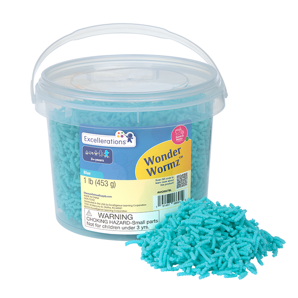Excellerations® Wonder Wormz™ Sensory Tub - 1 lb Blue Wiggle Sensory Material