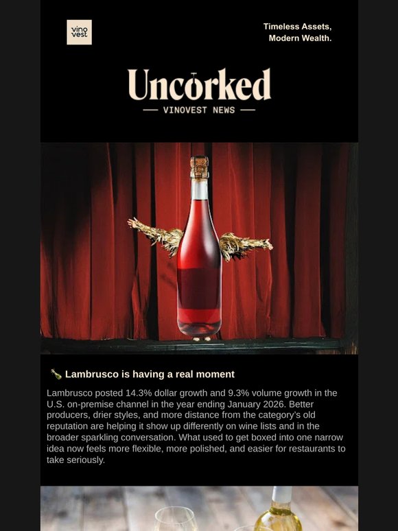 Lambrusco rises, white wine gains ground, Diageo goes deeper