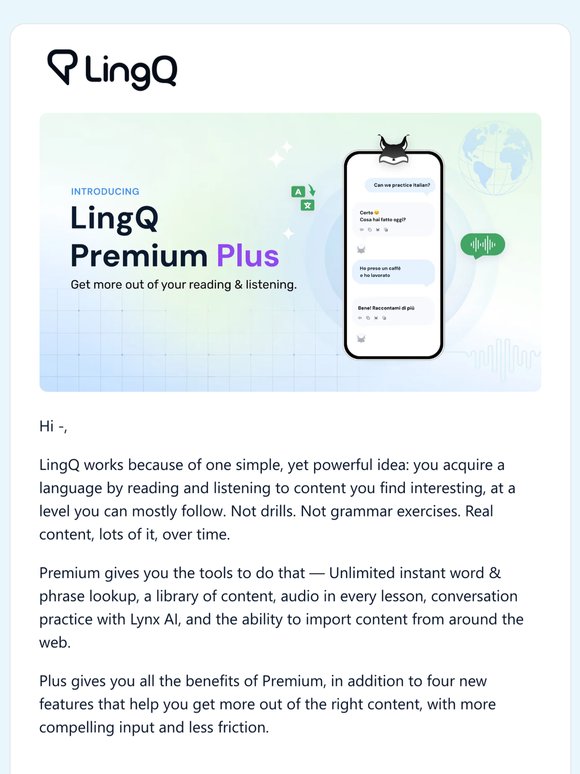 Get more out of your reading & listening with LingQ Premium Plus
