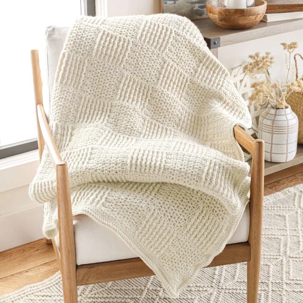 Cozy Textured Crochet Blanket Kit Natural Pearl