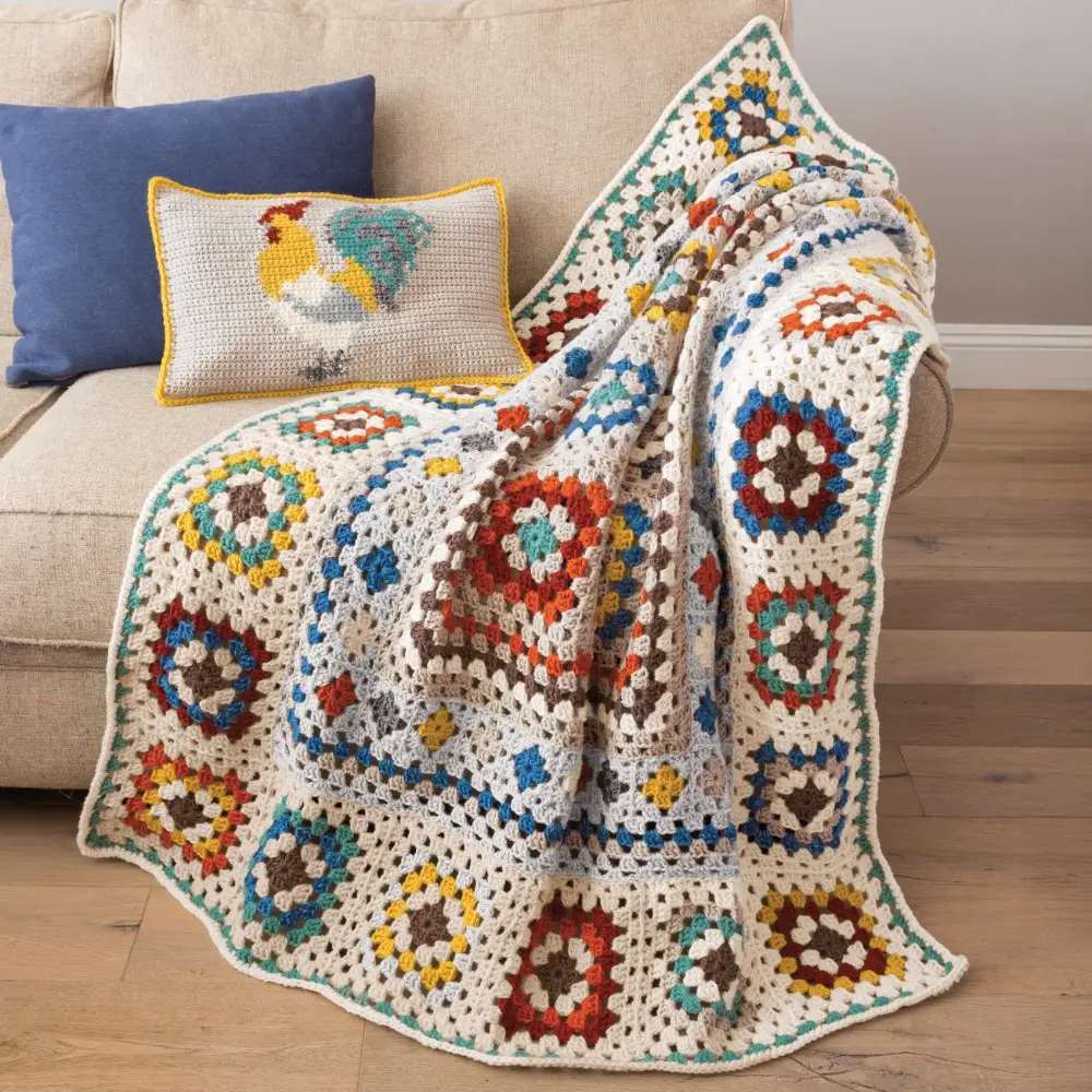 Farmhouse Granny Afghan & Pillow Crochet Kit Set